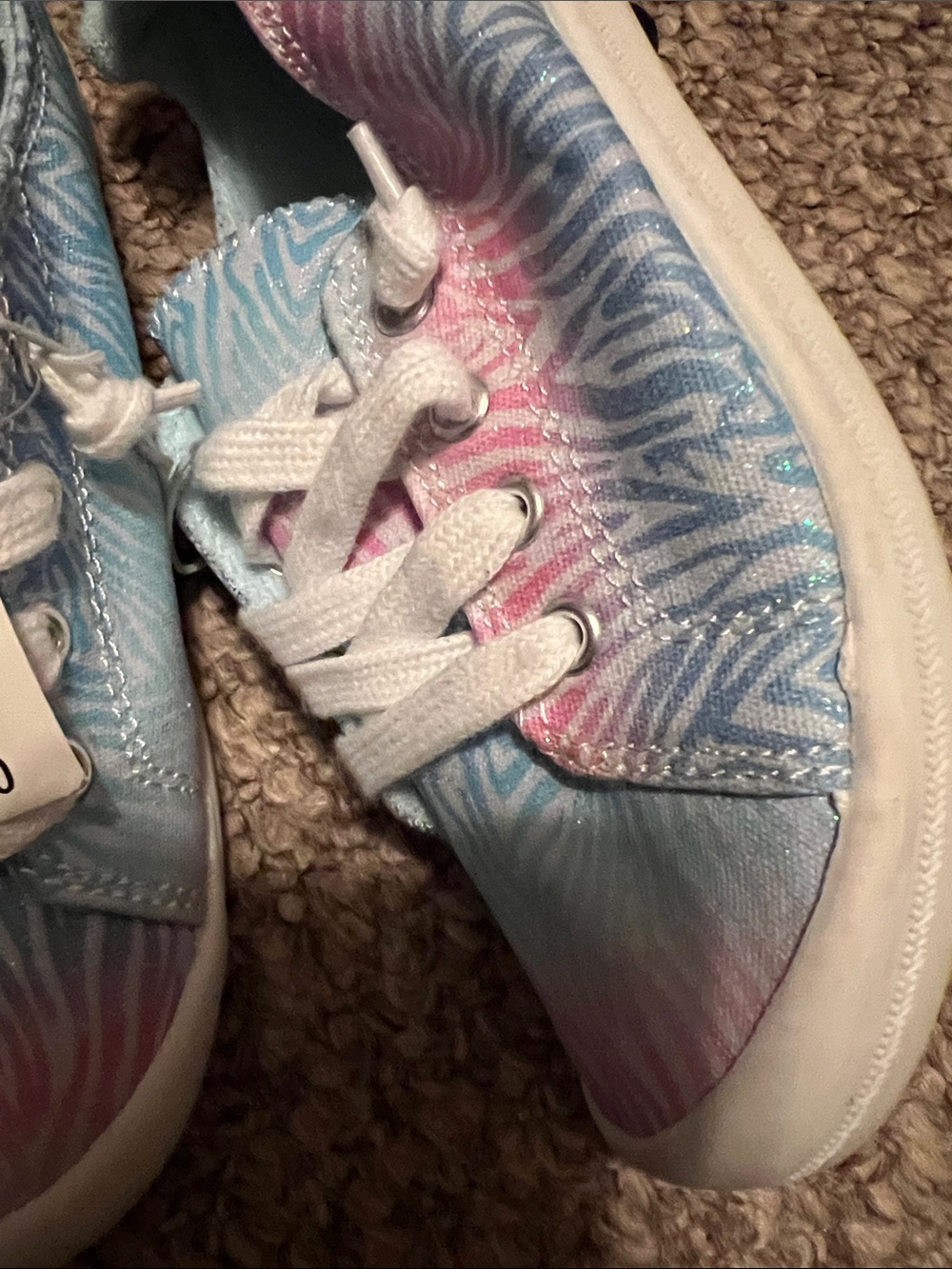 Falls Creek Girls Zebra-Print Sneakers in Blue & Pink
